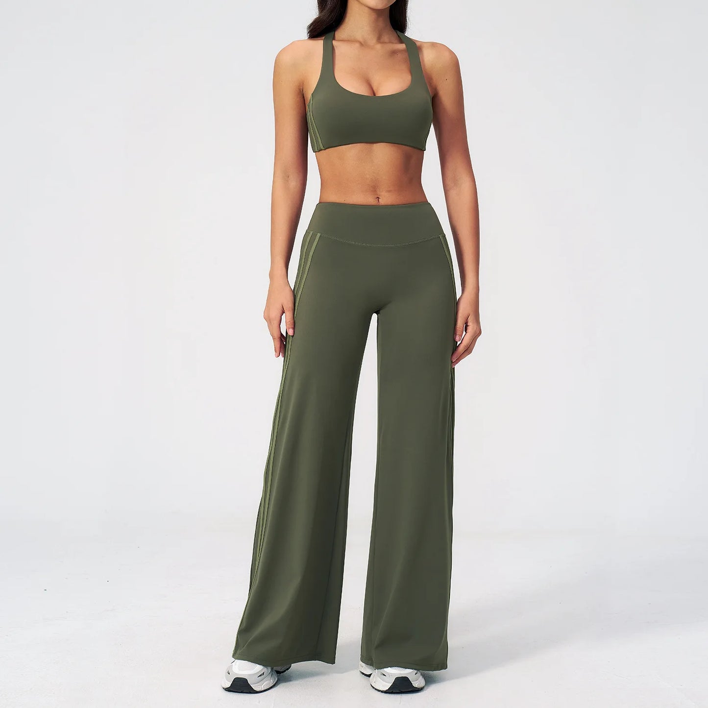 2 Pieces Women's Tracksuit Workout Clothes Yoga Set Sportswear High Waist Bell-bottoms Sexy Fitness Bta Sports Suit Gym Clothing