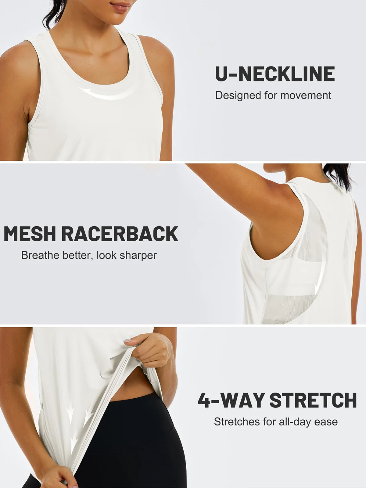 TACVASEN Women's Workout Tank Tops Mesh Racerback Lightweight Yoga Shirts Loose Fit Running Athletic Vests Quick Dry  Vests