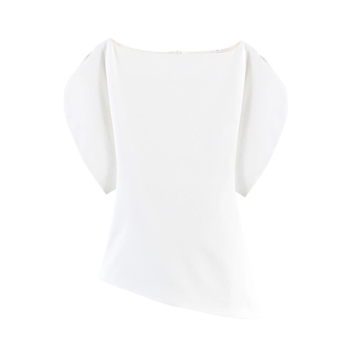 SLTNX Women's Elegant Vintage Short Puff Sleeve O-Neck Asymmetrical Hem Blouse - 2026 Spring Summer Y2K Streetwear Top