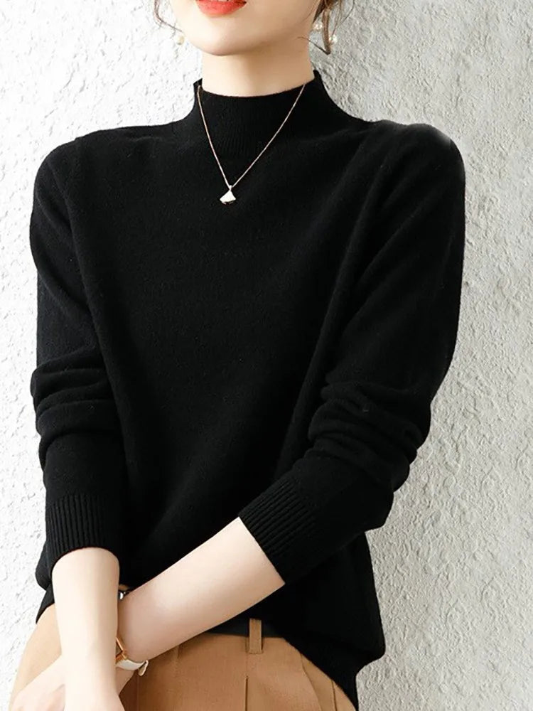 Autumn Winter Bottom Turtleneck Sweaters Women Fashion Chic Pullover Slim Long Sleeve Knitted Jumpers Soft Warm Pull Femme Top