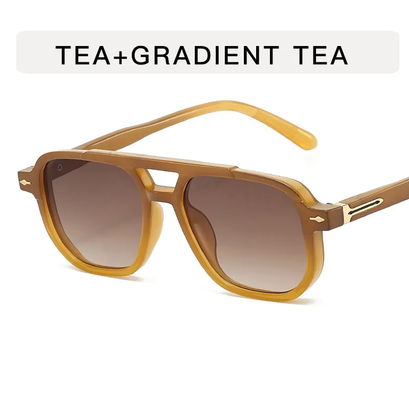 Fashionable square double-barrier sunglasses for men and women, for driving and sun protection