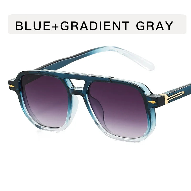 Fashionable square double-barrier sunglasses for men and women, for driving and sun protection