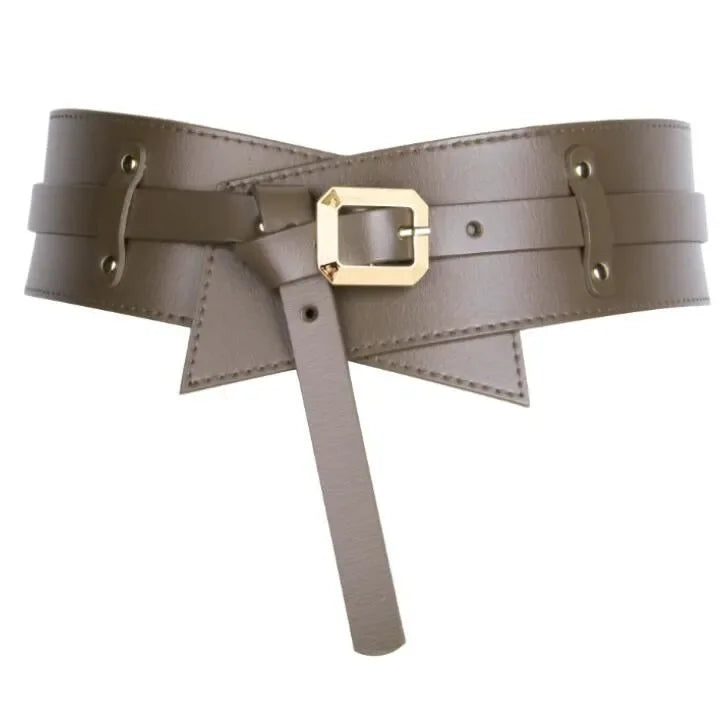 Women's Designer Runway New Fashion Genuine Leather cummerbunds Female Dress Corsets Waistband Belts Decoration Wide Belt