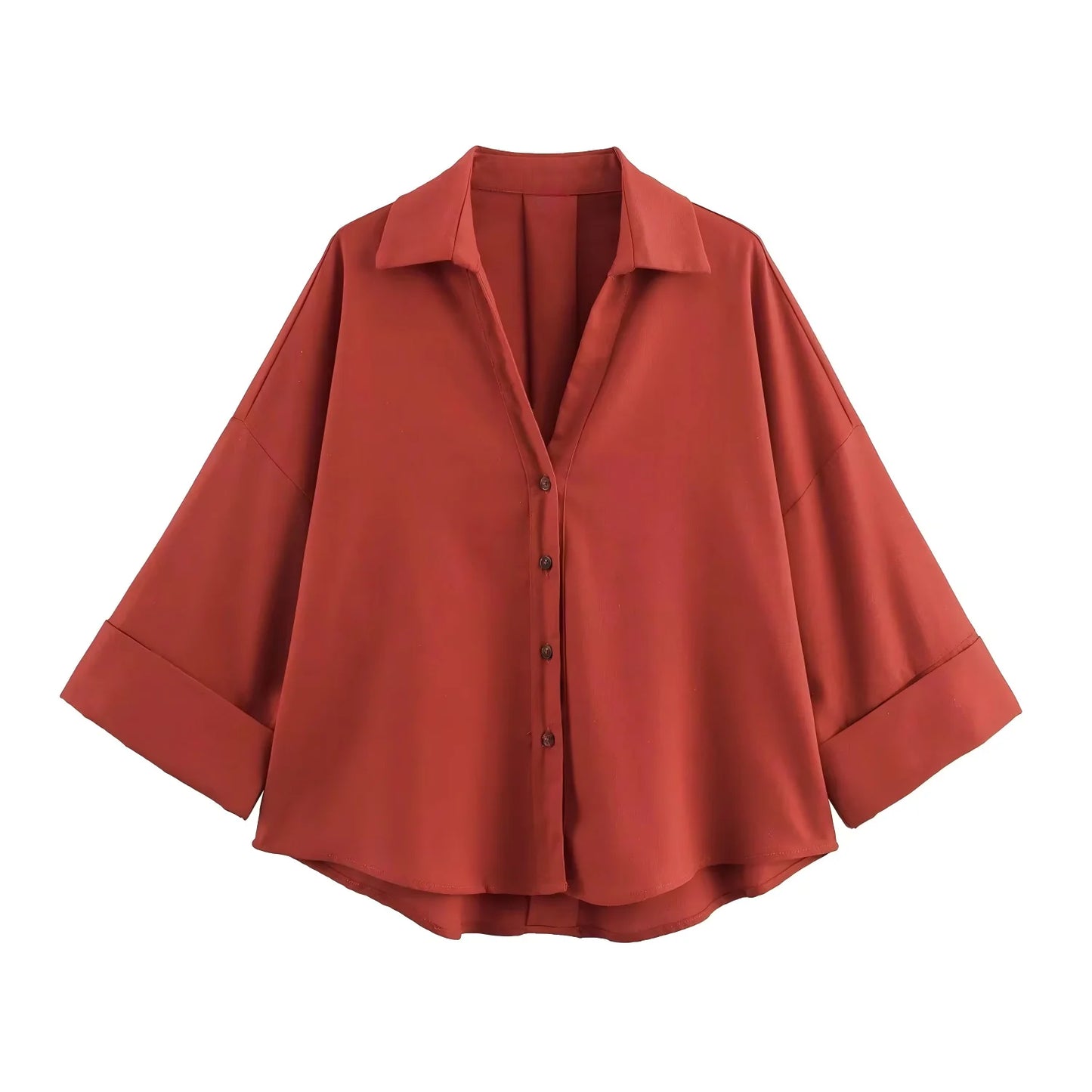 KONDALA Minimalist Casual Loose Shirt Women New 2026 Trendy Commute Wide Sleeves Shirt Spring Summer Fashion Holidays Lady Shirt