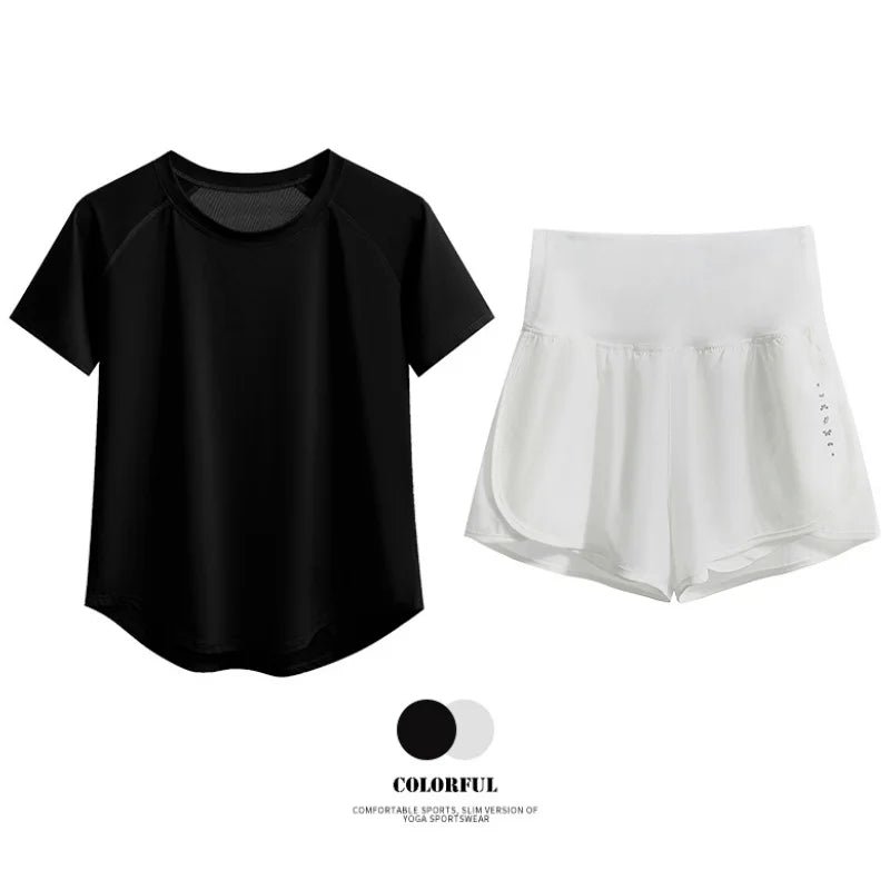 DRUR Women 2pcs/3pcs Yoga Set Summer Lightweight Breathable Loose Sportswear Outfit 2 Piece Fitness Tops Shorts Running Suit New