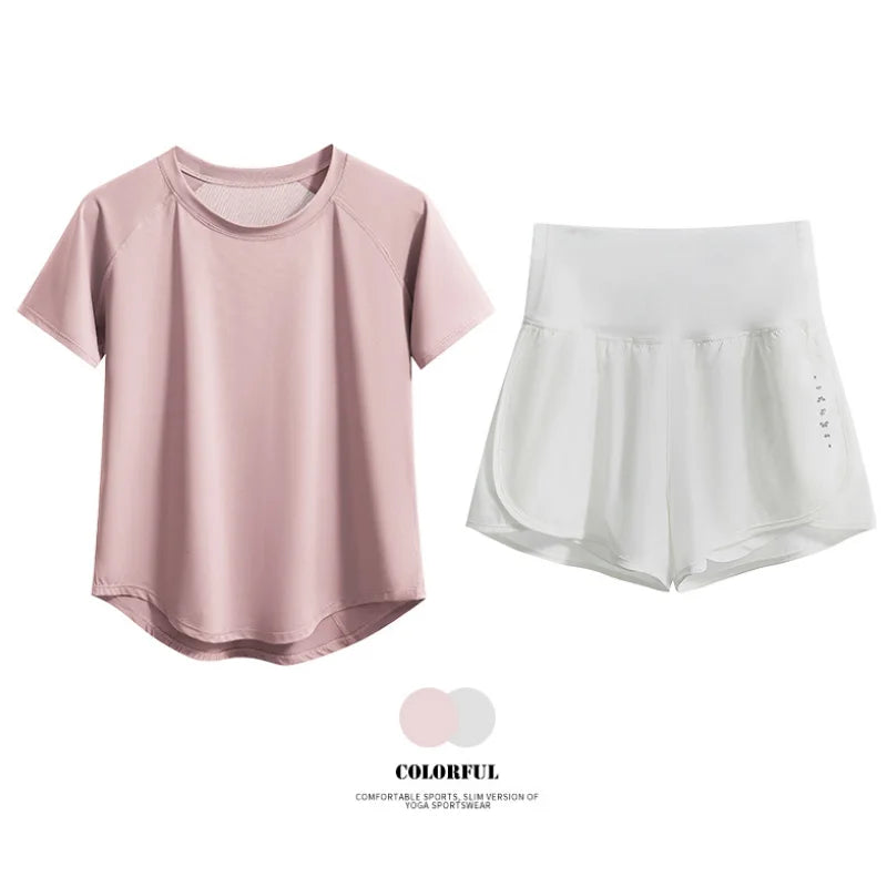 DRUR Women 2pcs/3pcs Yoga Set Summer Lightweight Breathable Loose Sportswear Outfit 2 Piece Fitness Tops Shorts Running Suit New