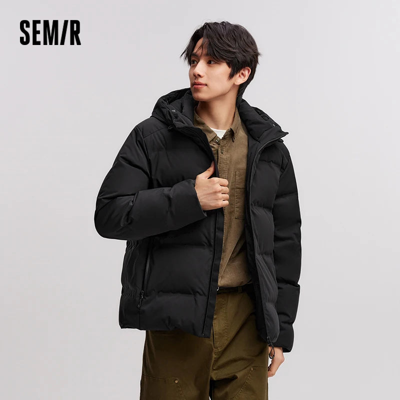 Semir Down Jacket Men New Winter Waterproof Outerwear Textured Hooded Top Versatile