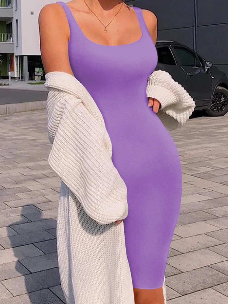 Summer Sexy Tank Top Dress Plus Size Women's midi Dress