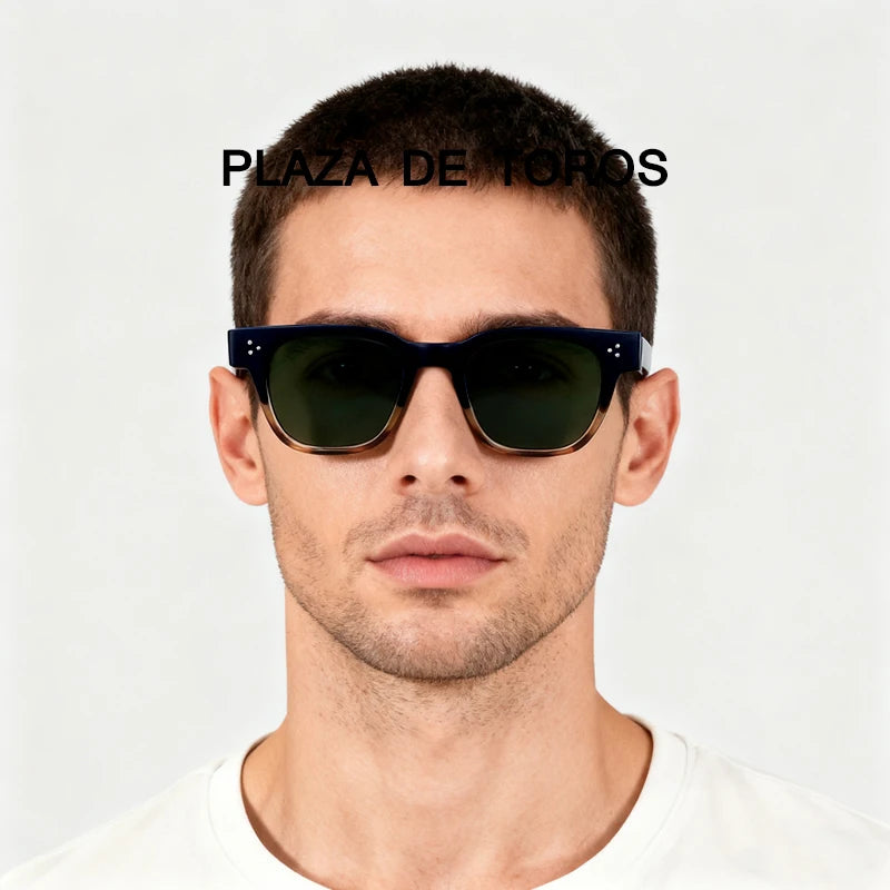 New Square Sunglasses High Quality Men's Retro Black Classic Rivet Luxury Brand Sun Glasses Fashion Beach Party Festival