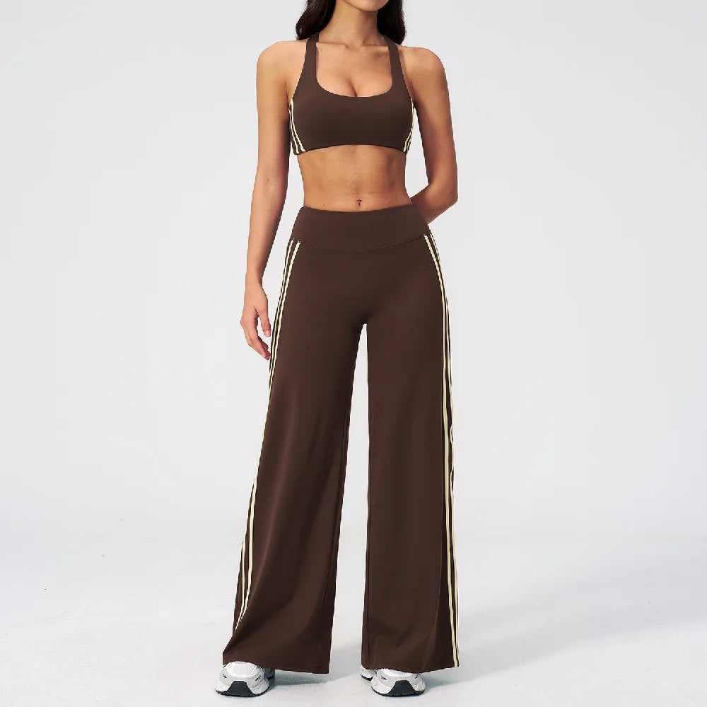 2 Pieces Women's Tracksuit Workout Clothes Yoga Set Sportswear High Waist Bell-bottoms Sexy Fitness Bta Sports Suit Gym Clothing