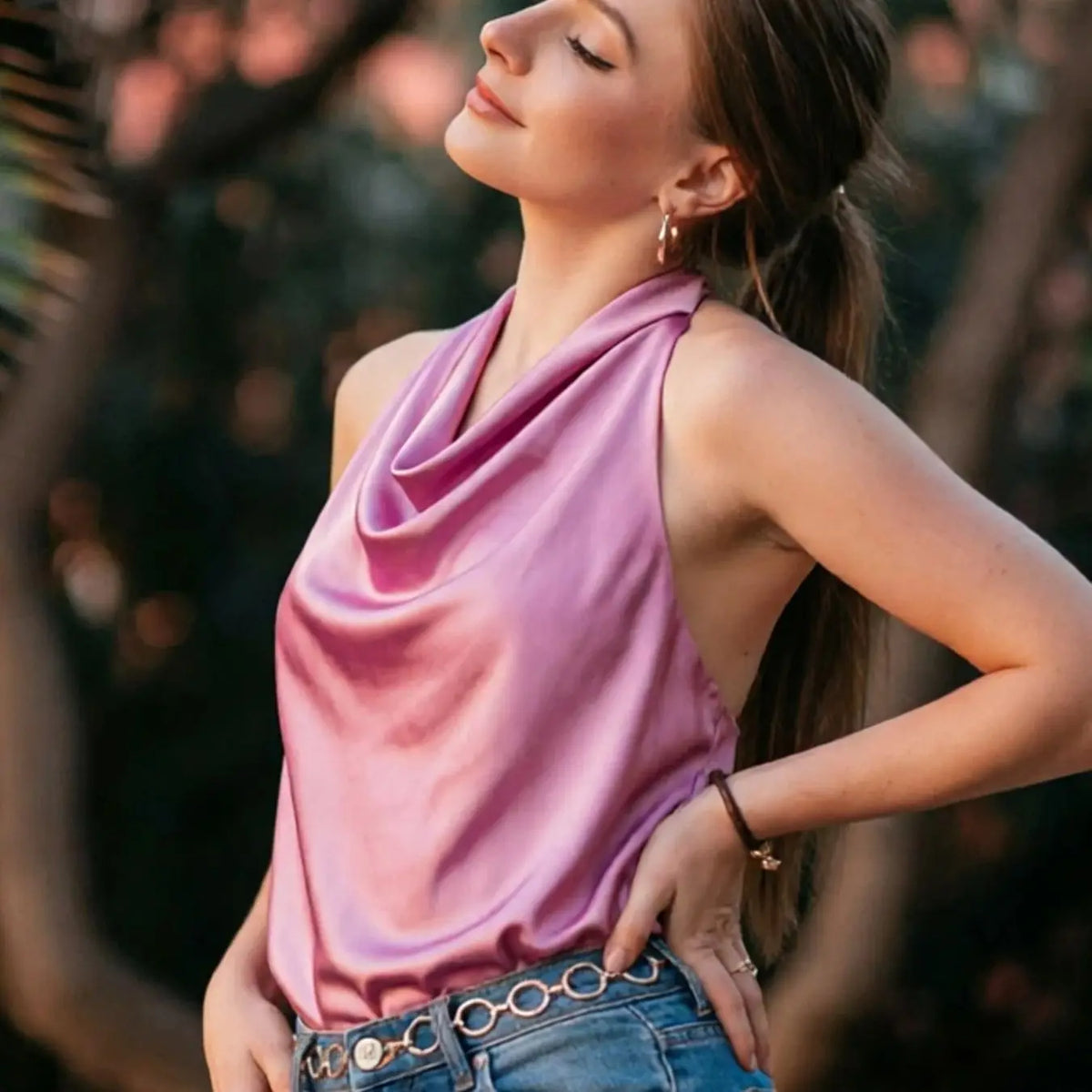 HXAO Halter Neck Women's Top Off Shoulder Satin Crop Top Women Summer Sexy Backless Tank Party Tops Y2K Aesthetic Camisole