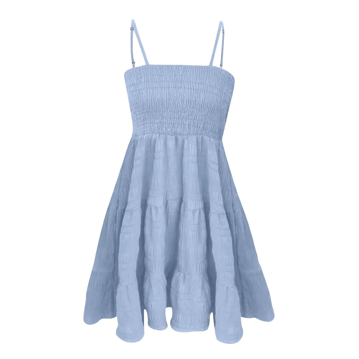Bohemian Beach Sundress Women Sexy Sleeveless Backless Big Swing Mini Dress Solid Spaghetti Strap Ruffles Dress Summer Vestidos