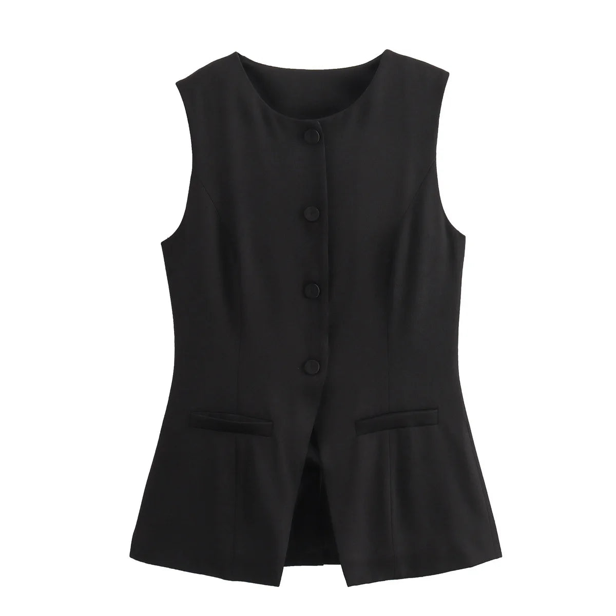 MUJER White Sleeveless Vest Women Button Summer Vests for Women Jacket Pink Vest Top Women Streetwear Women's Tailored Vest