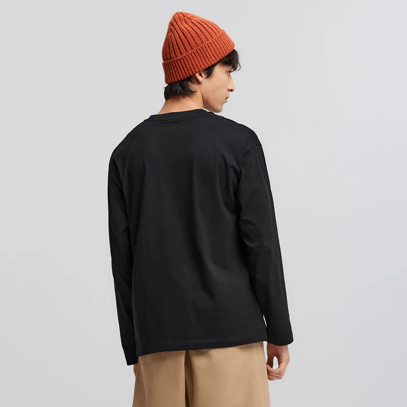 Semir Long Sleeve T-Shirt Men Pure Cotton Inner Layer 2025 Spring New Basic Top Solid Color Basic Versatile Couple Style