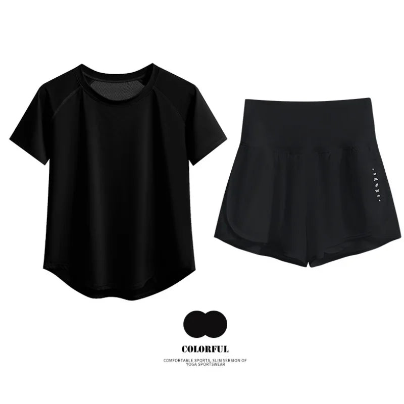 DRUR Women 2pcs/3pcs Yoga Set Summer Lightweight Breathable Loose Sportswear Outfit 2 Piece Fitness Tops Shorts Running Suit New