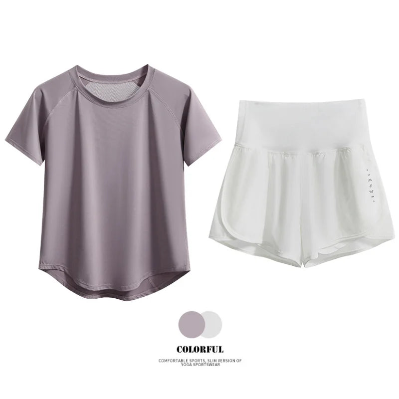 DRUR Women 2pcs/3pcs Yoga Set Summer Lightweight Breathable Loose Sportswear Outfit 2 Piece Fitness Tops Shorts Running Suit New